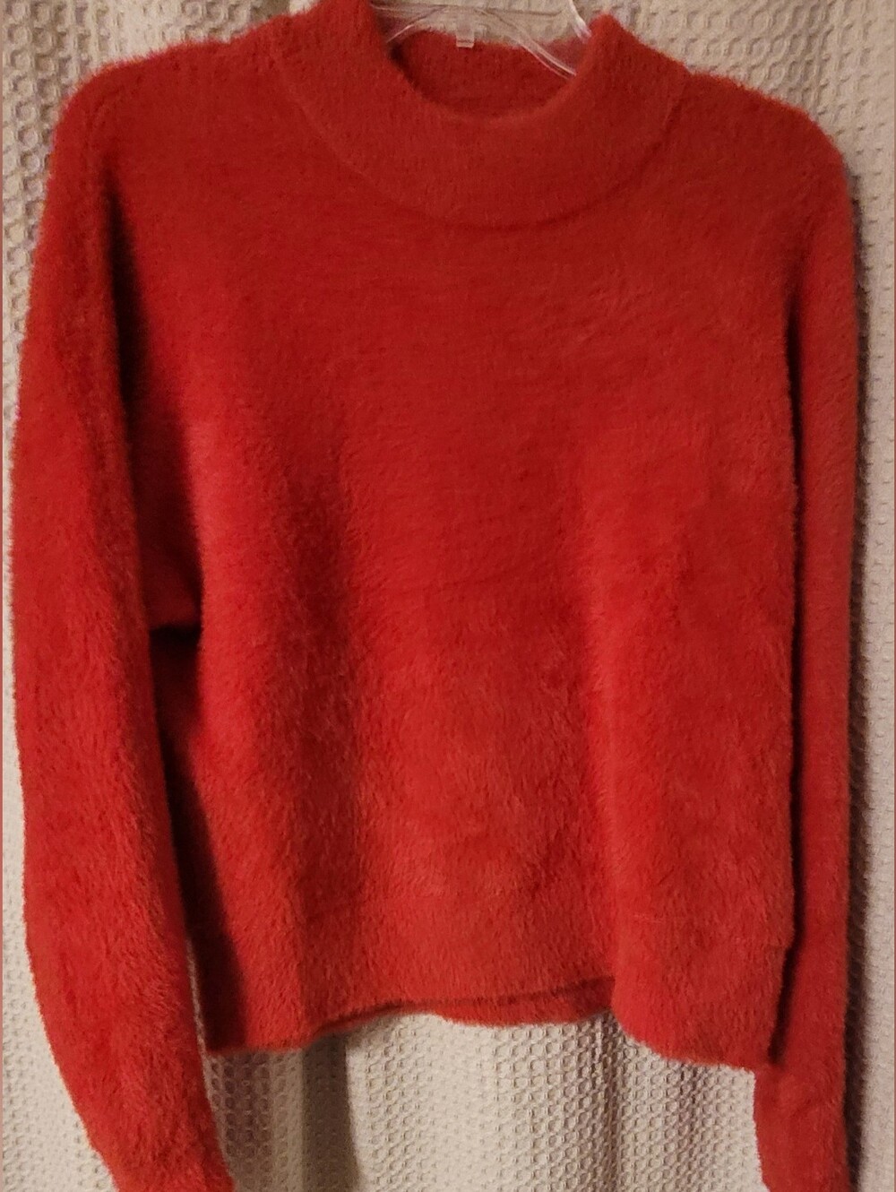 Bailey 44 Red Fuzzy Mock-Neck Sweater